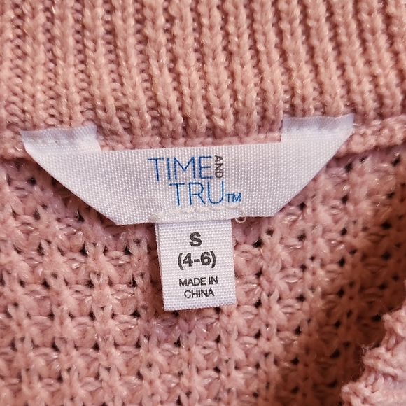 Time and Tru Light Pink Crew Neck Sweater - Picture 2 of 4